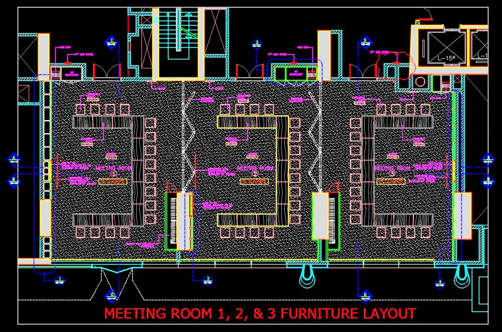 Conference Room CAD Drawing with Foldable Partitions